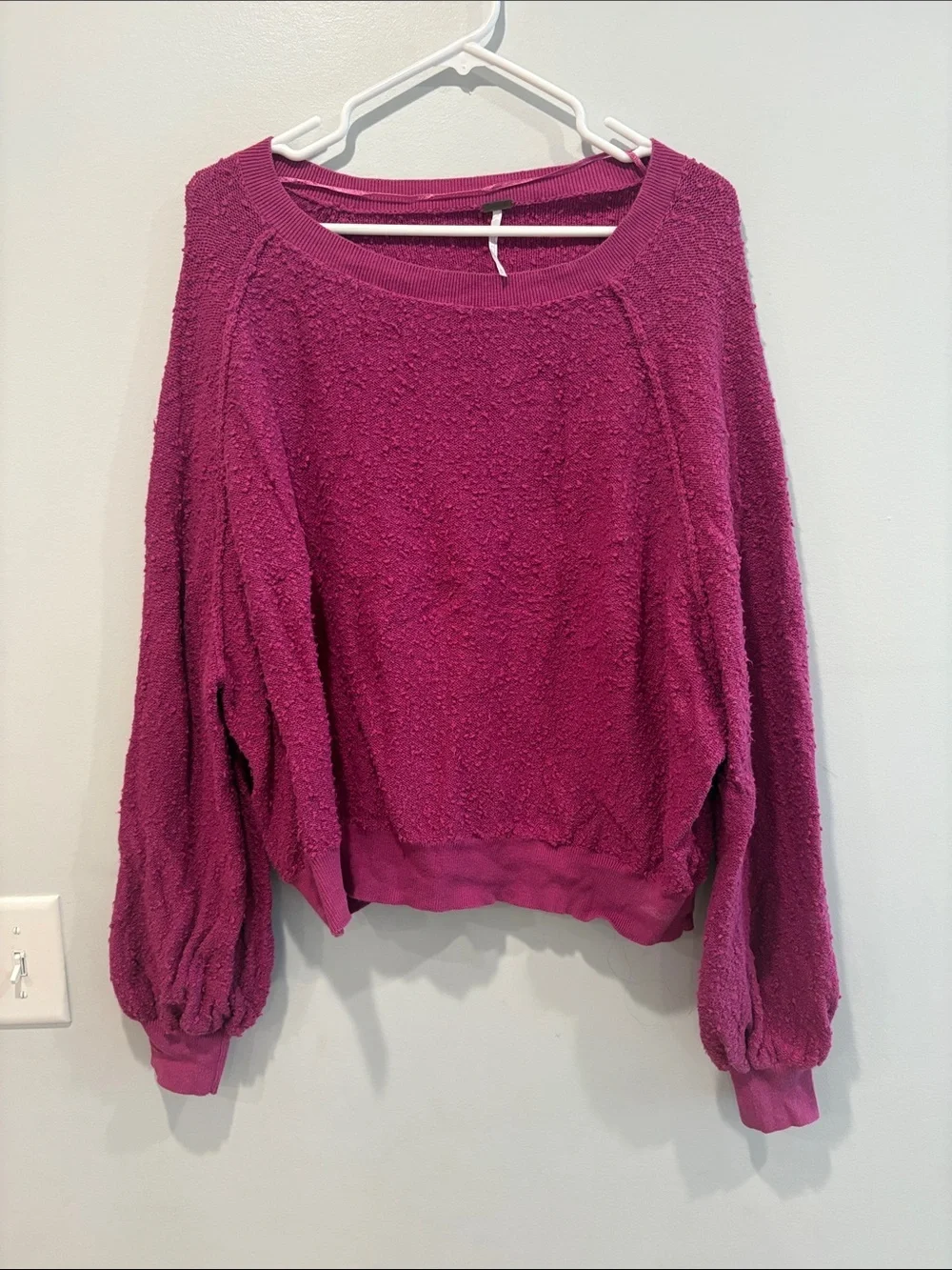 Free People Textured Knit Sweater in Berry Pink ptp 22 length 24